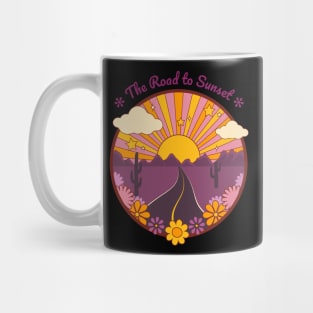 The Road To Sunset Retro Psychedelic Design Mug